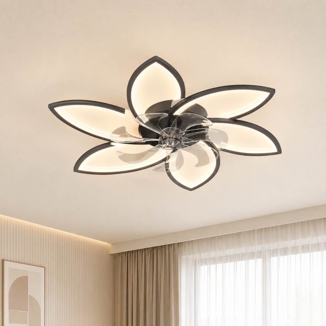 Florae | Ventilateur de Plafond LED Fleur 78cm Silencieux Réversible
