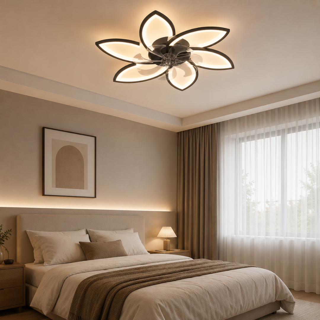 Florae | Ventilateur de Plafond LED Fleur 78cm Silencieux Réversible