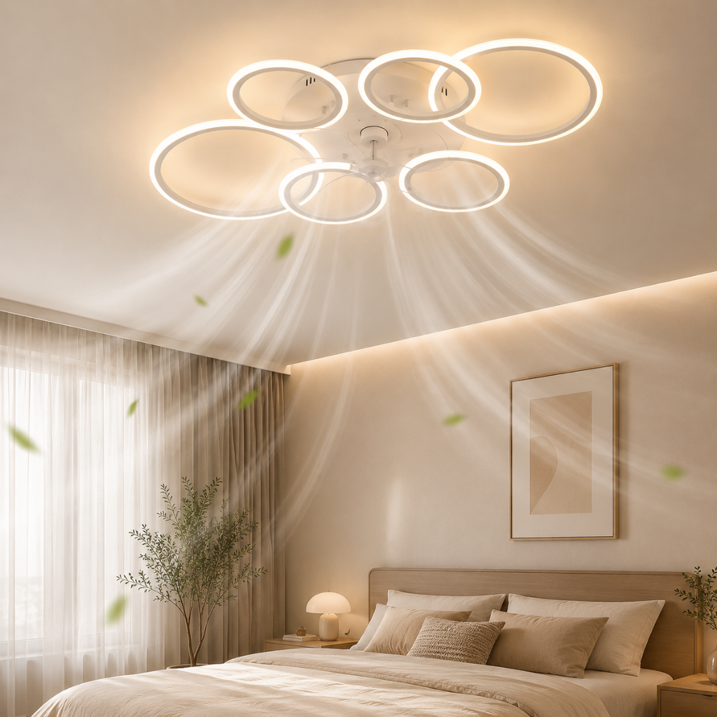 Astra | Ventilateur de Plafond LED Anneaux 110cm Design Silencieux