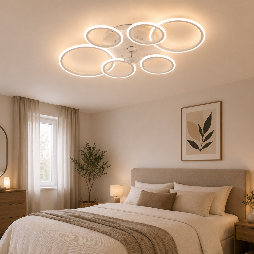 Astra | Ventilateur de Plafond LED Anneaux 110cm Design Silencieux