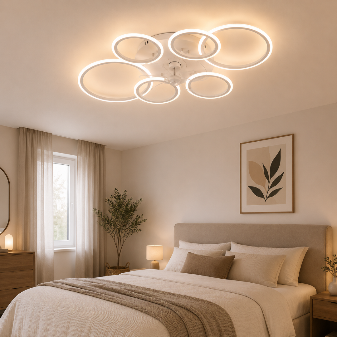 Astra | Ventilateur de Plafond LED Anneaux 110cm Design Silencieux