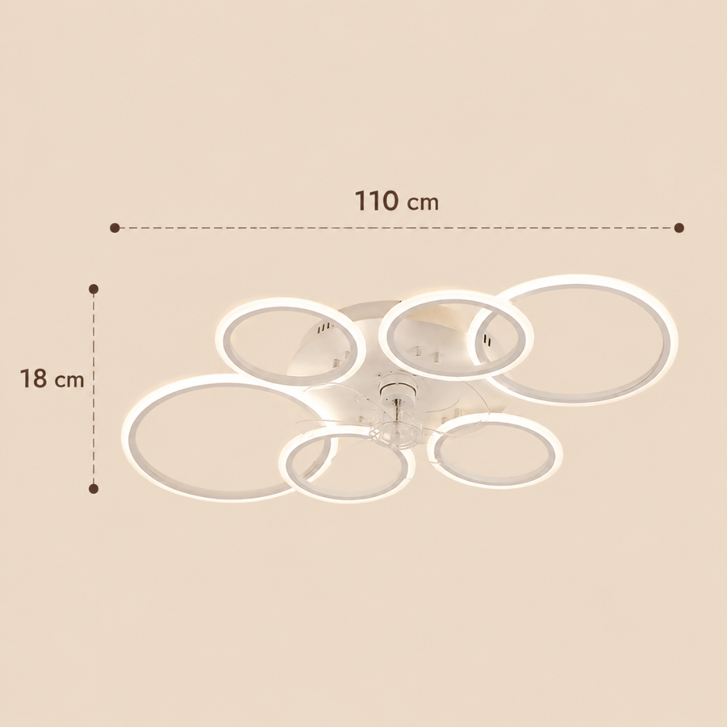 Astra | Ventilateur de Plafond LED Anneaux 110cm Design Silencieux