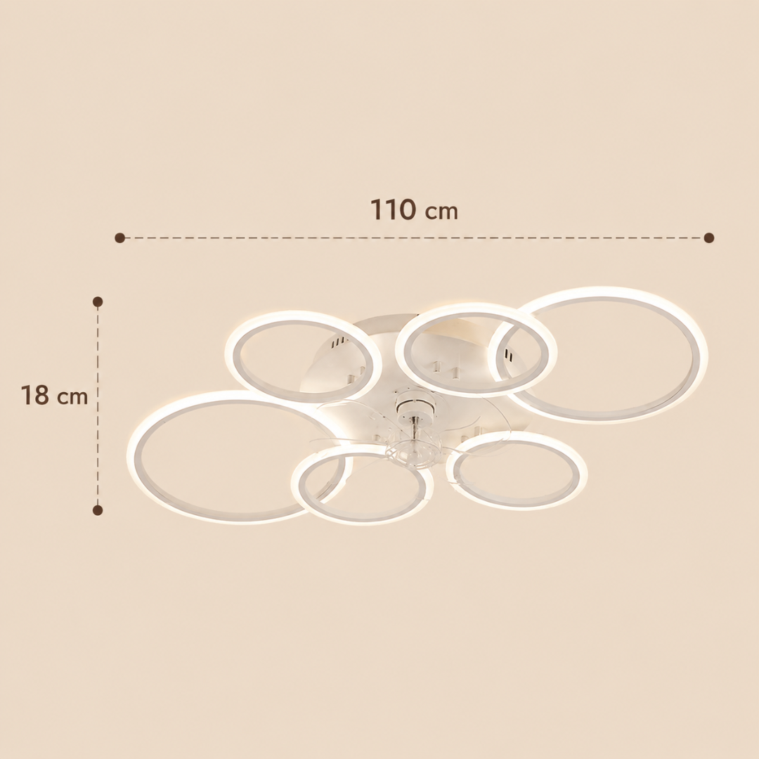 Astra | Ventilateur de Plafond LED Anneaux 110cm Design Silencieux