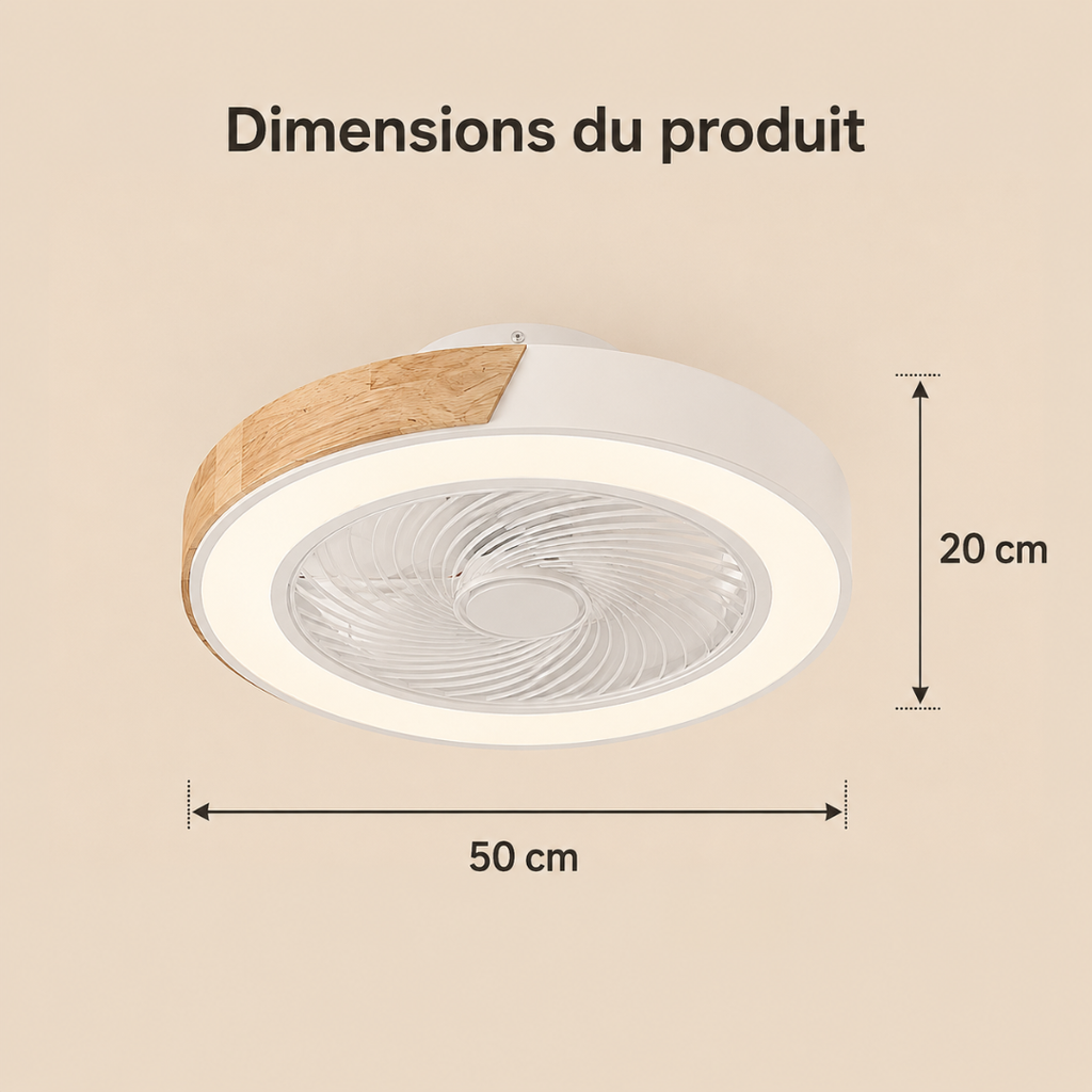 Sylva | Ventilateur de Plafond LED Bois 50cm Silencieux 30dB